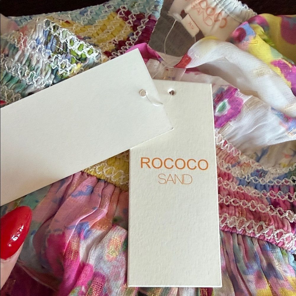 Rococo Sand Floral Halter Mini Dress - Pink and Yellow - Picture 4 of 4